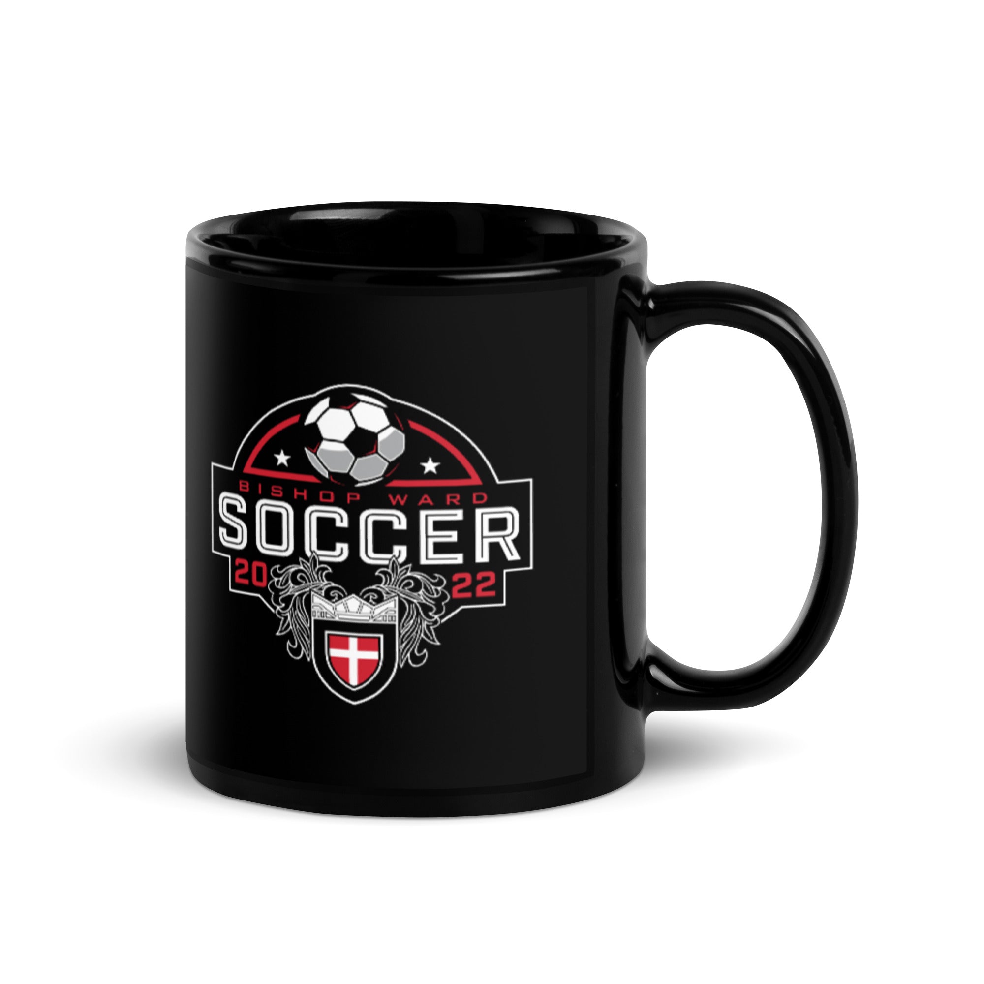 Bishop Ward Soccer Black Glossy Mug