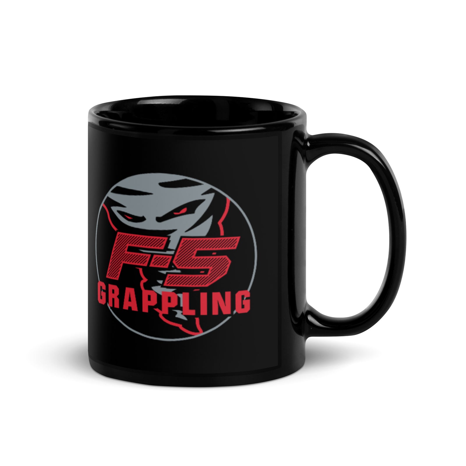 F-5 Grapping Tornado Black Glossy Mug