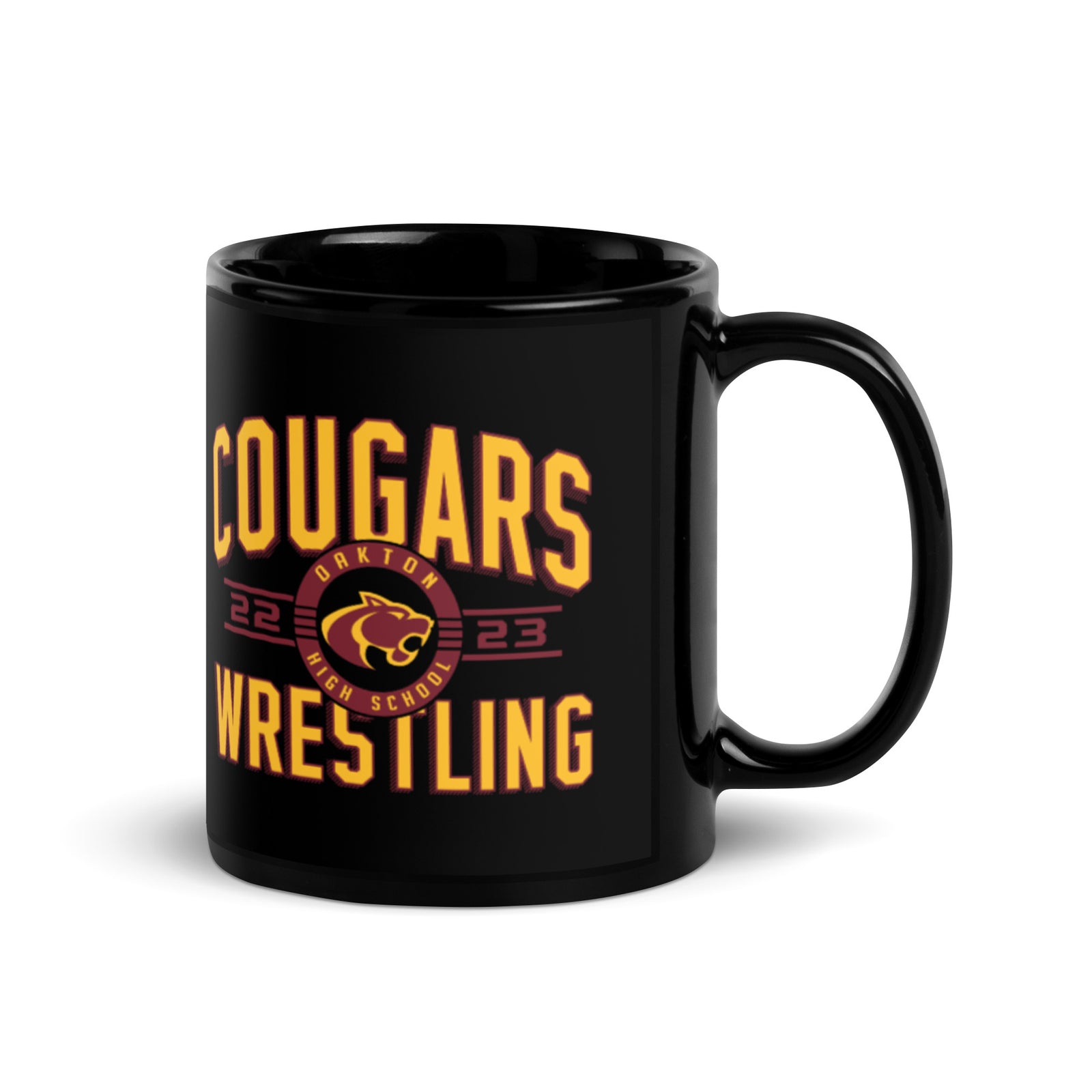Oakton Wrestling Black Glossy Mug