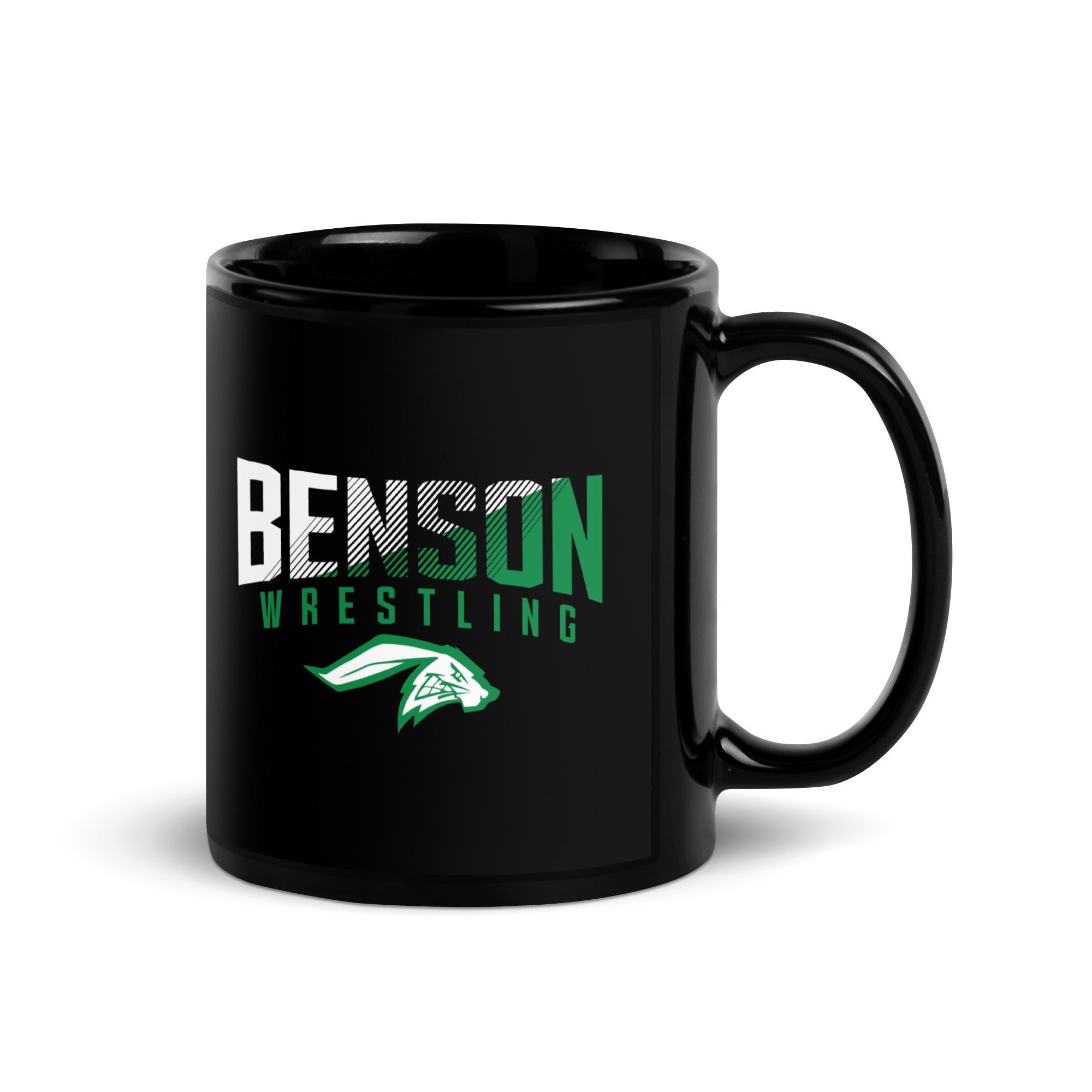 Benson Wrestling  Black Glossy Mug