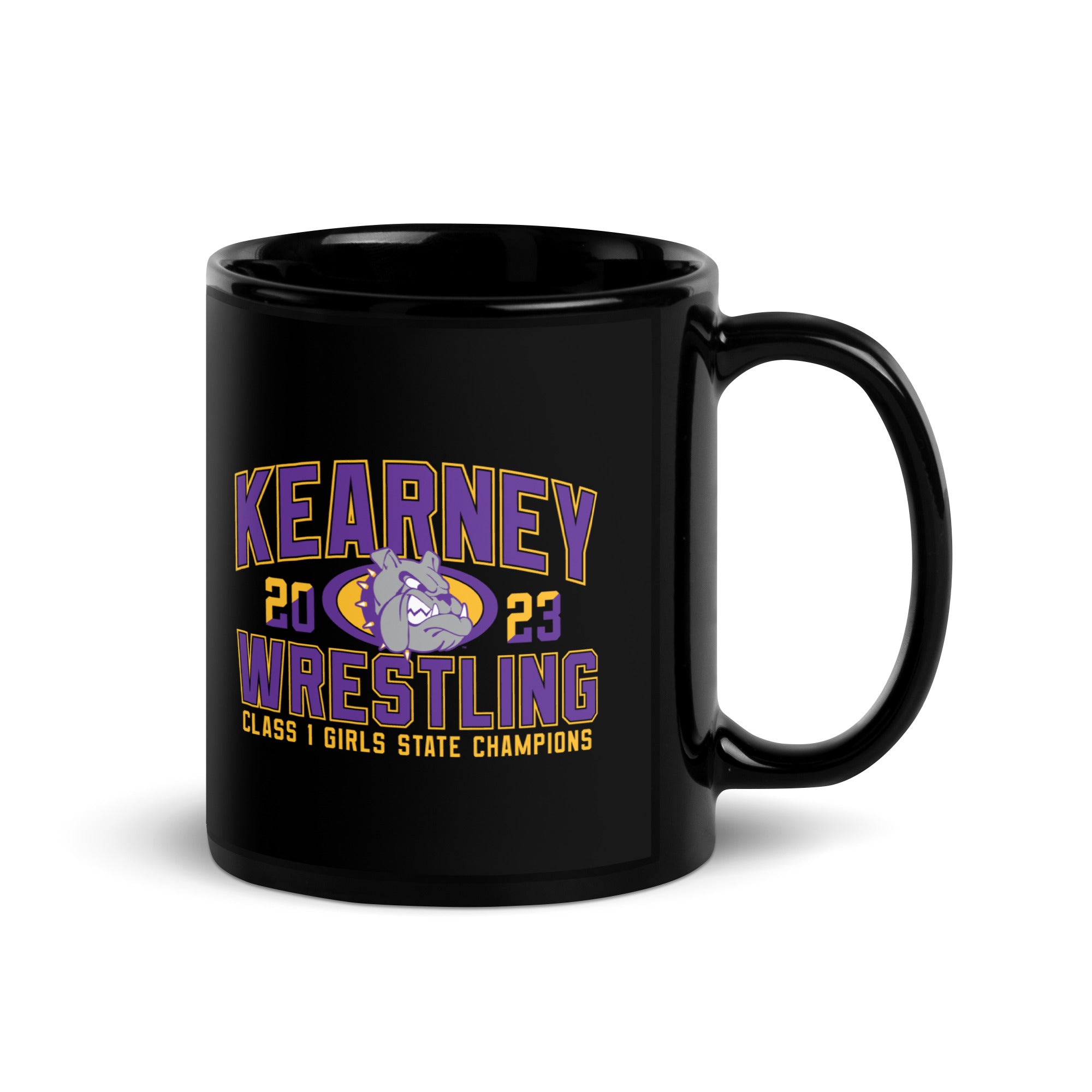 Kearney Wrestling Girls State Champs Black  Black Glossy Mug