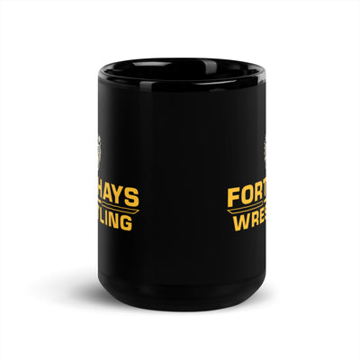 Fort Hays State University Wrestling Black Glossy Mug