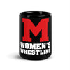 M Women’s Wrestling Black Glossy Mug