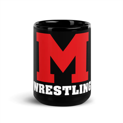 M Wrestling Black Glossy Mug