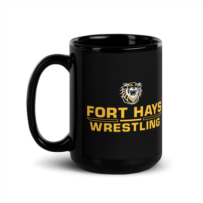 Fort Hays State University Wrestling Black Glossy Mug