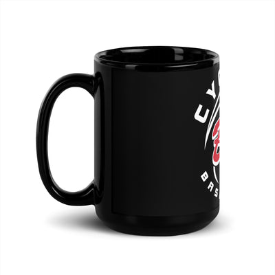 BW Basketball Black Glossy Mug