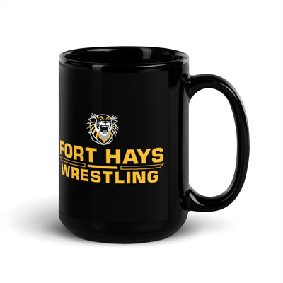 Fort Hays State University Wrestling Black Glossy Mug