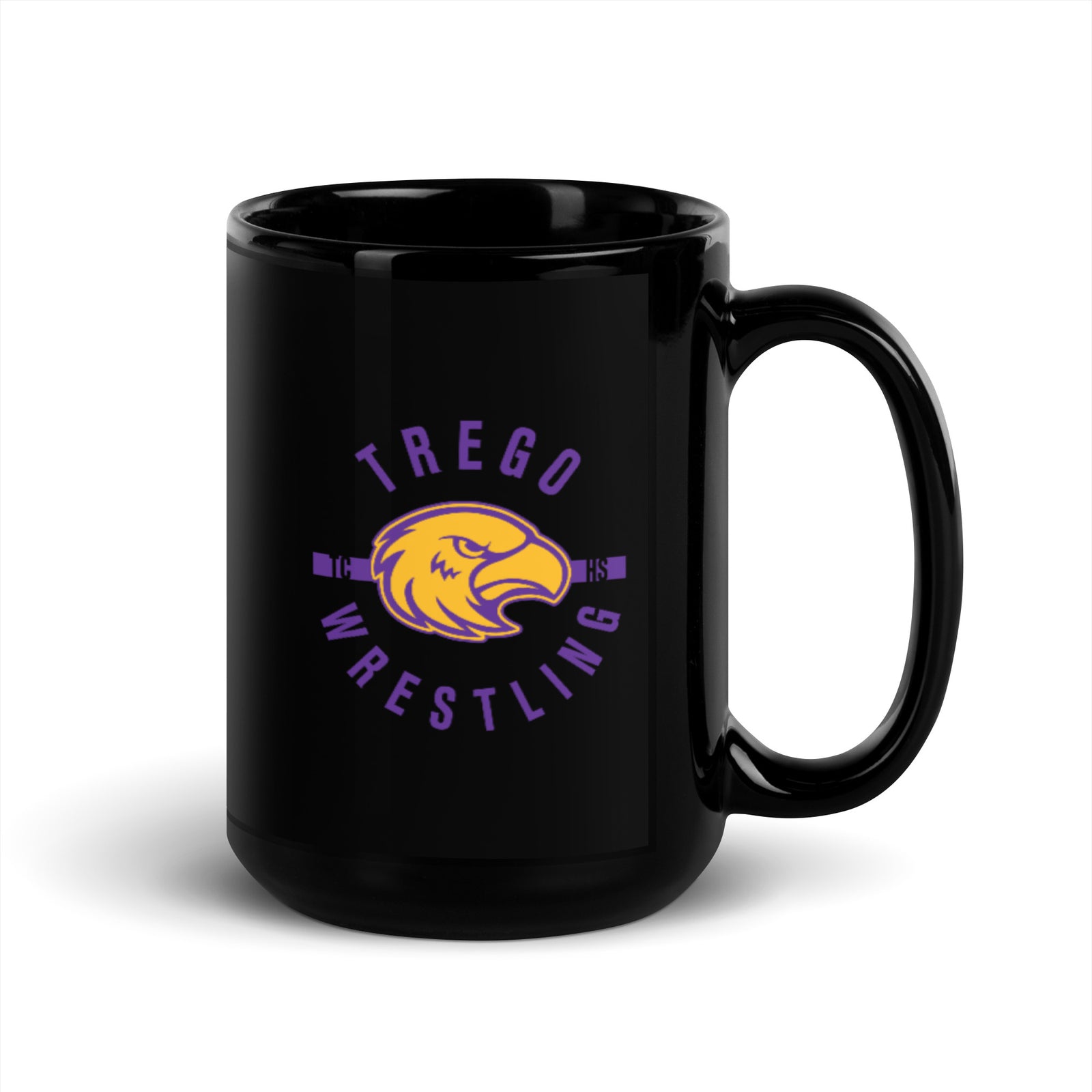 Trego Community High School Wrestling Black Glossy Mug