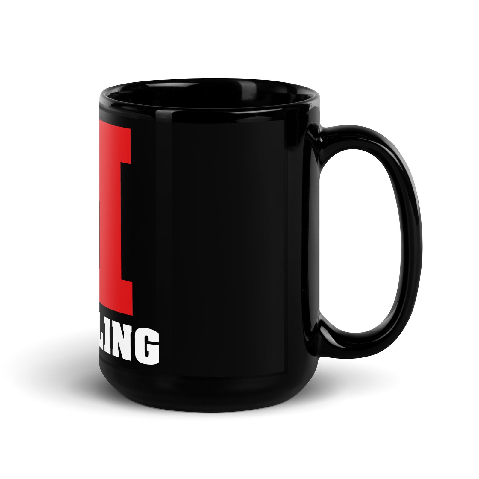 M Wrestling Black Glossy Mug