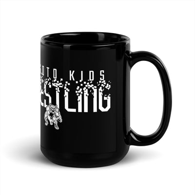 De Soto Kids Wrestling Forest Black Glossy Mug