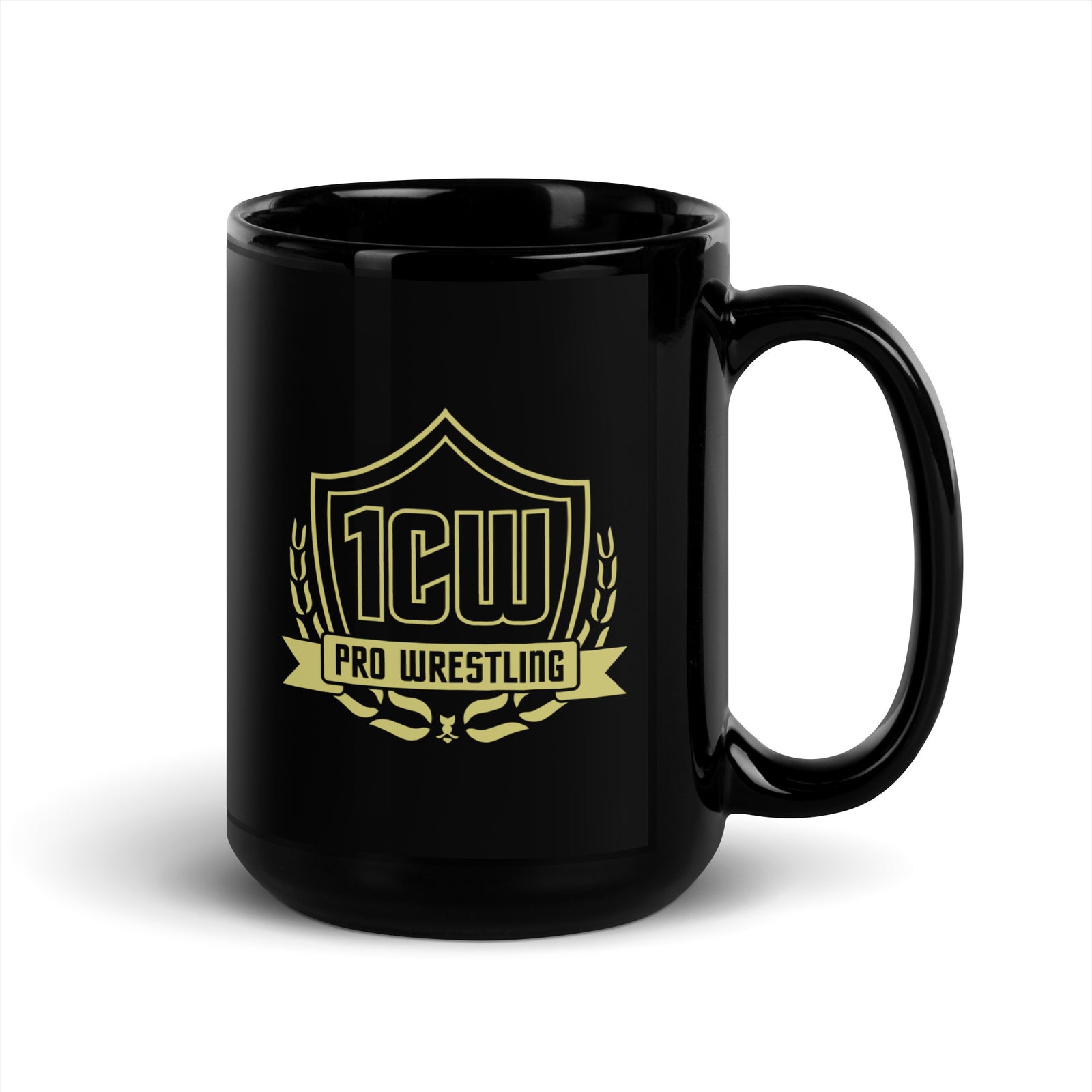1CW Pro Wrestling Black Glossy Mug