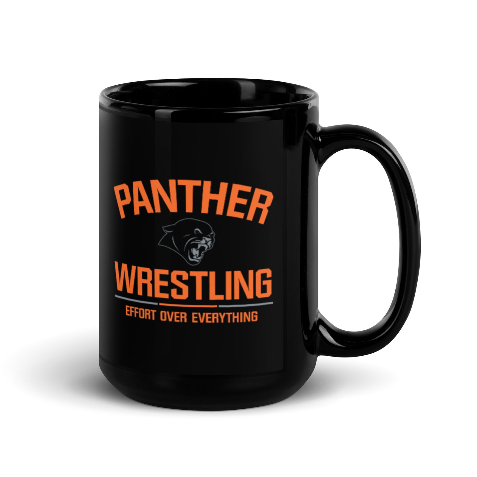 Knob Noster Wrestling Black Glossy Mug