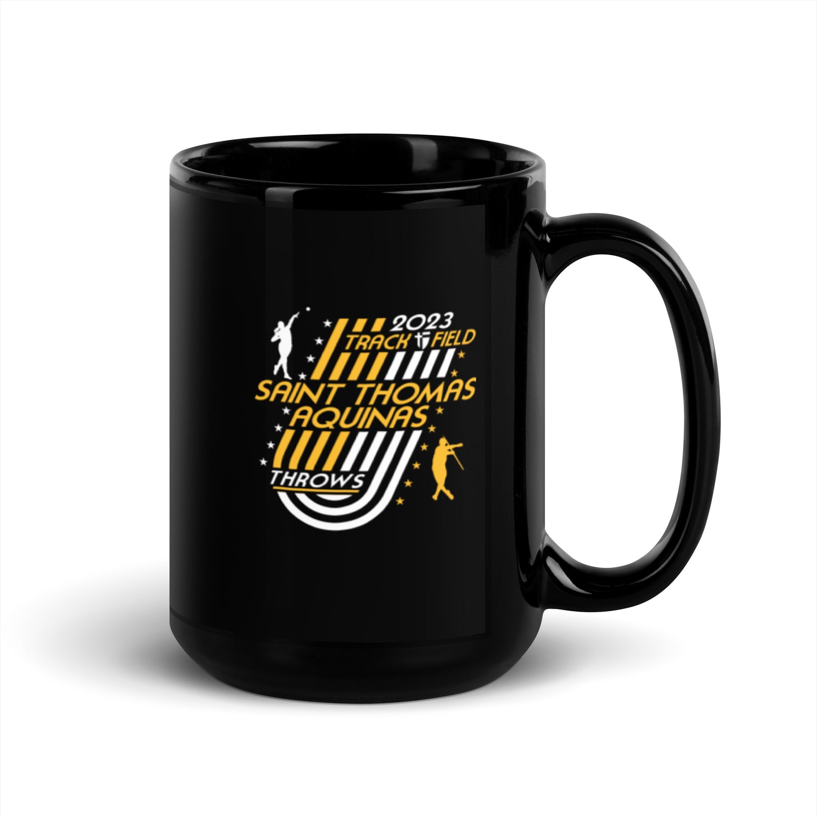 Saint Thomas Aquinas Track & Field Throws Black Glossy Mug