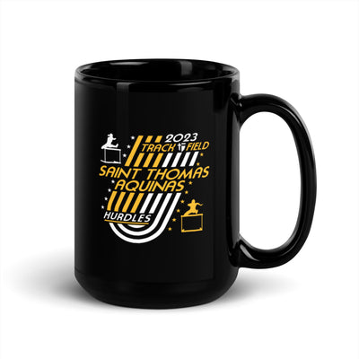 Saint Thomas Aquinas Track & Field Hurdles Black Glossy Mug