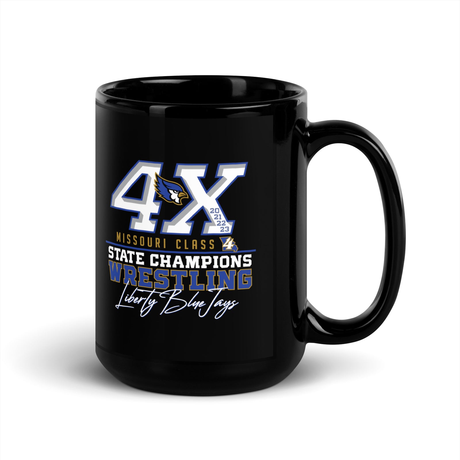 Liberty State Wrestling Champs Black Design  Black Glossy Mug