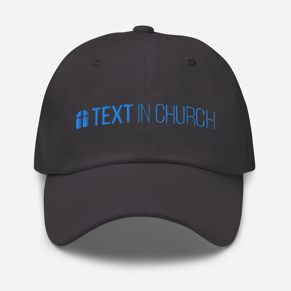 Text in church Dad hat