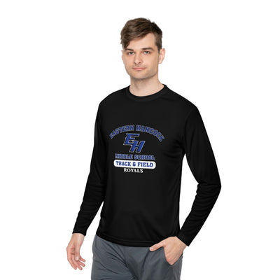 Eastern Hancock MS Track Royals on Black  Unisex Moisture Absorbing Tee