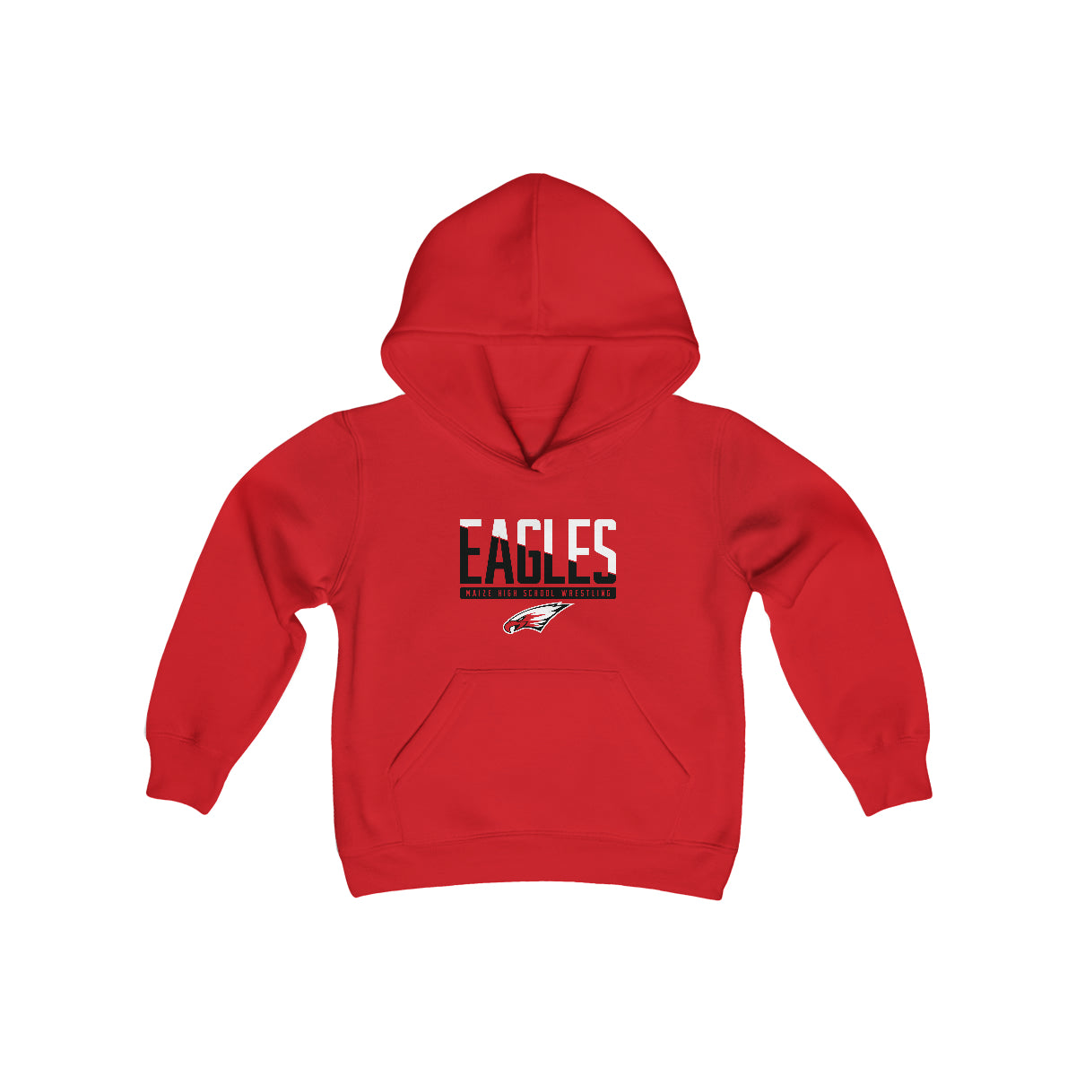 Maize HS Wrestling Eagles Red Youth Heavy Blend Hooded Sweatshirt