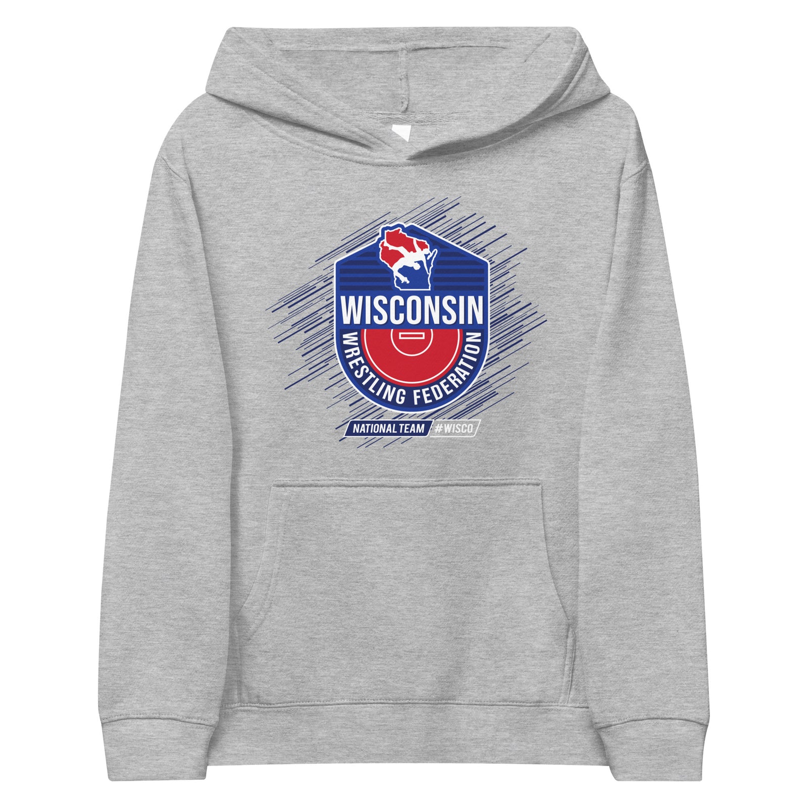 Wisconsin Wrestling Federation Wrestling 2023 WISCO Badge Kids Fleece Hoodie