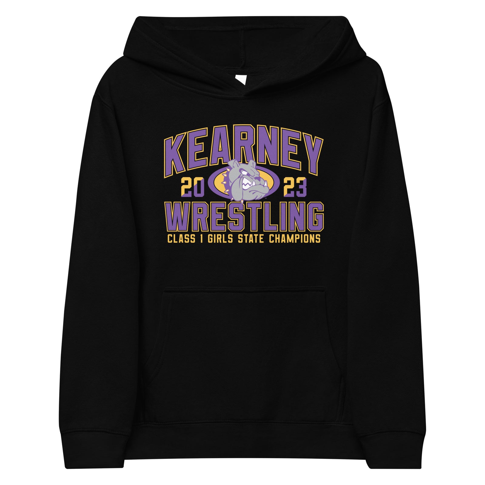 Kearney Wrestling Girls State Champs Black  Kids Fleece Hoodie