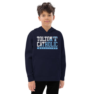 Father Tolton Catholic - Wrestling Navy Kids Fleece Hoodie