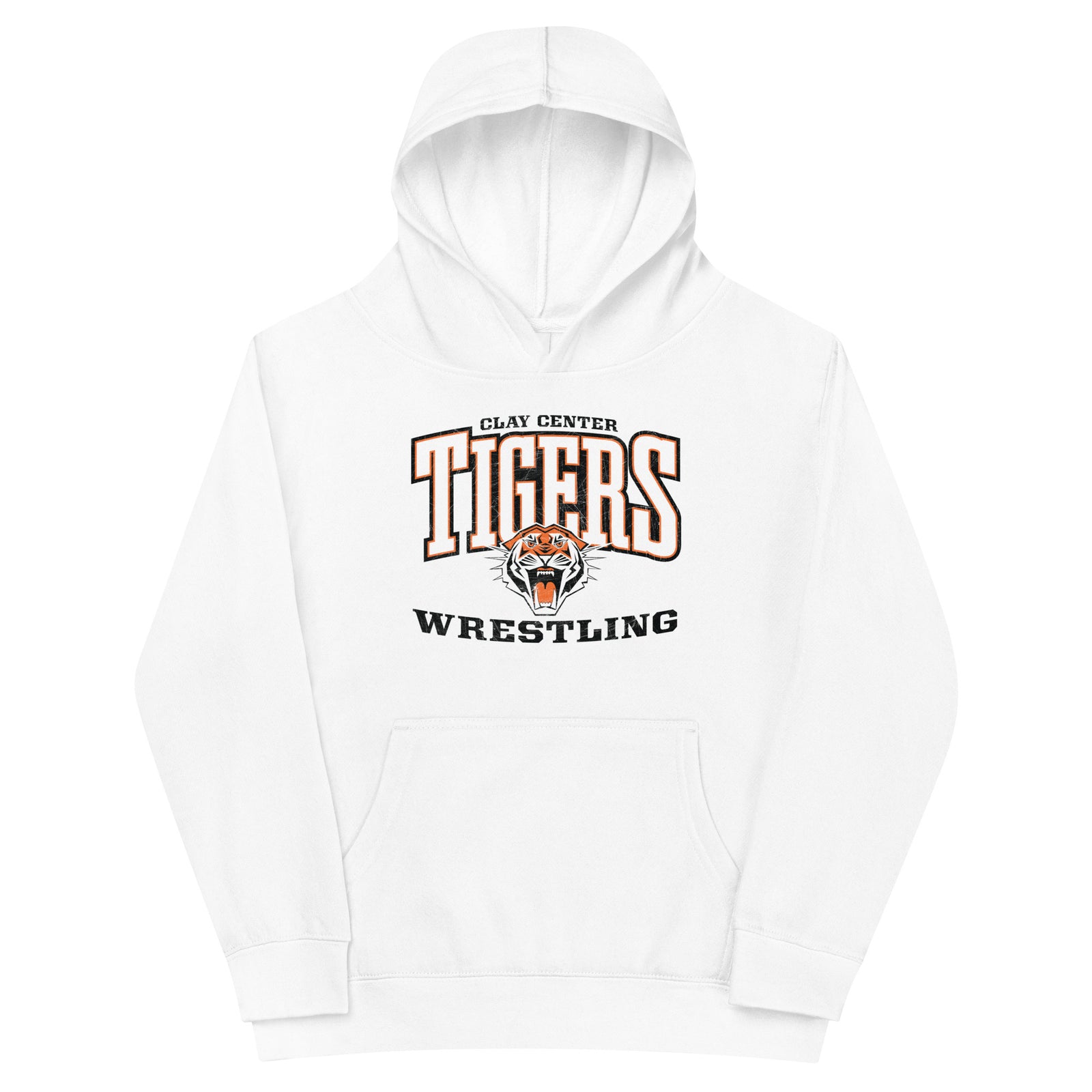 Clay Center Community HS Wrestling White Kids Fleece Hoodie