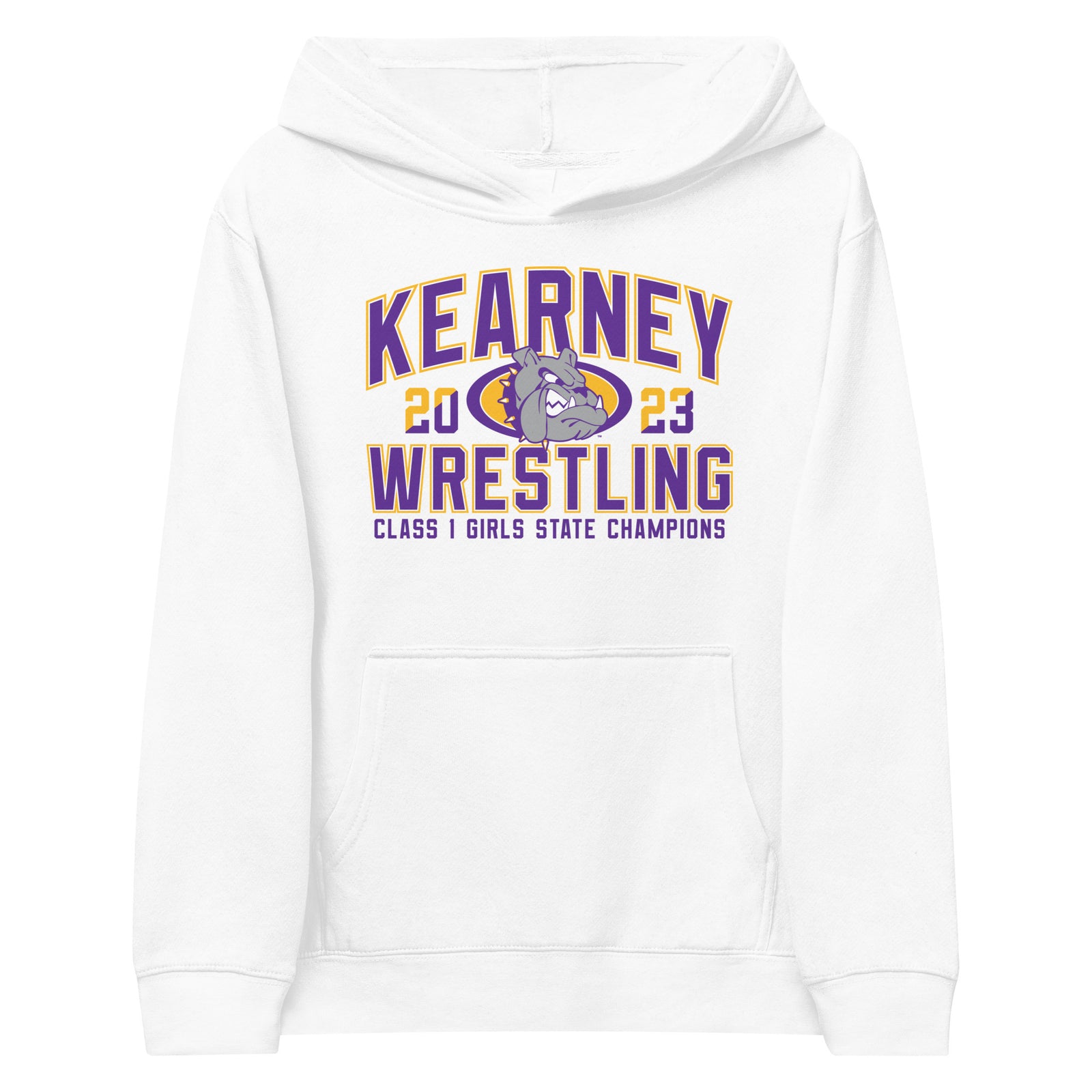 Kearney Wrestling Girls State Champs White Kids Fleece Hoodie