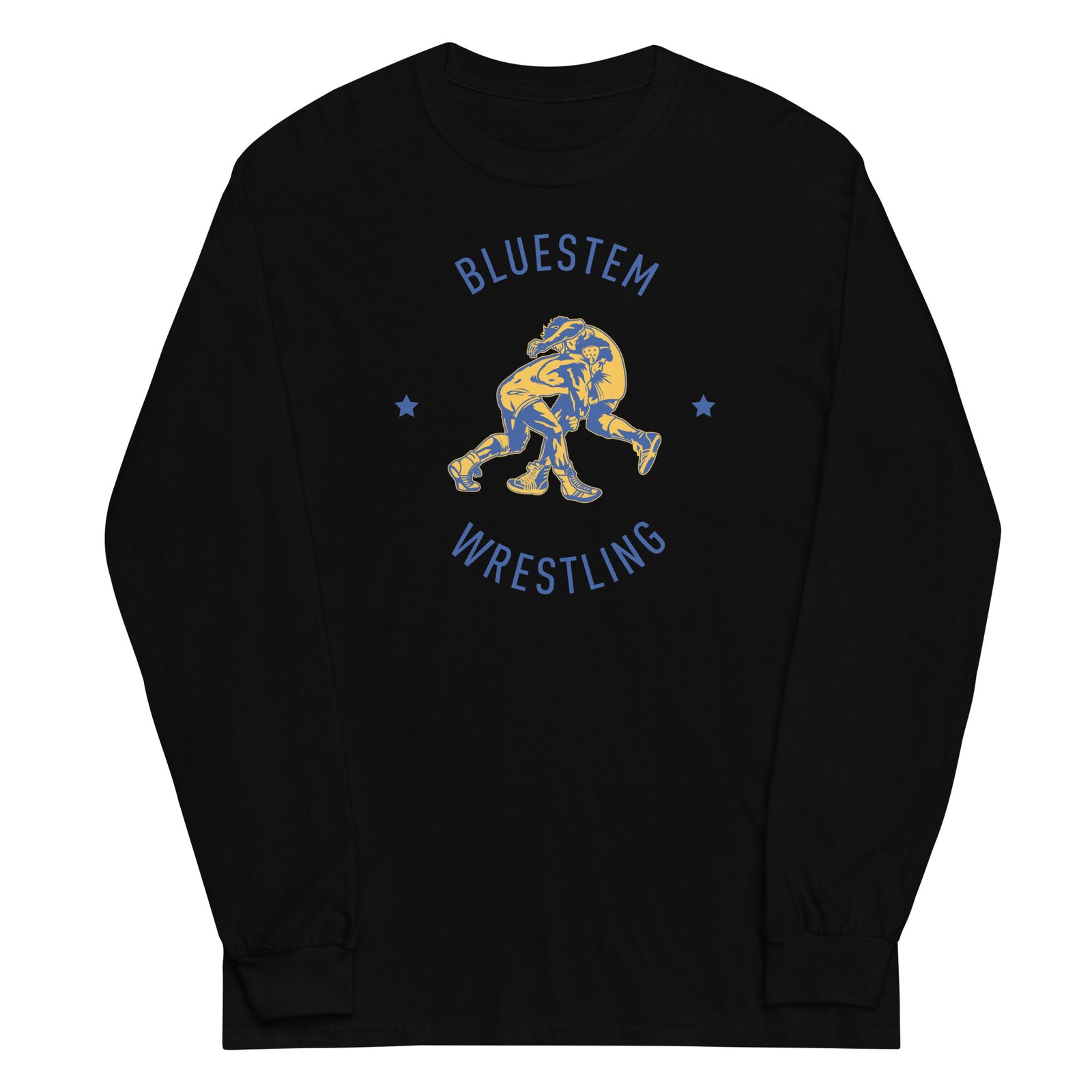 Bluestem Wrestling (Front + Back) Mens Long Sleeve Shirt