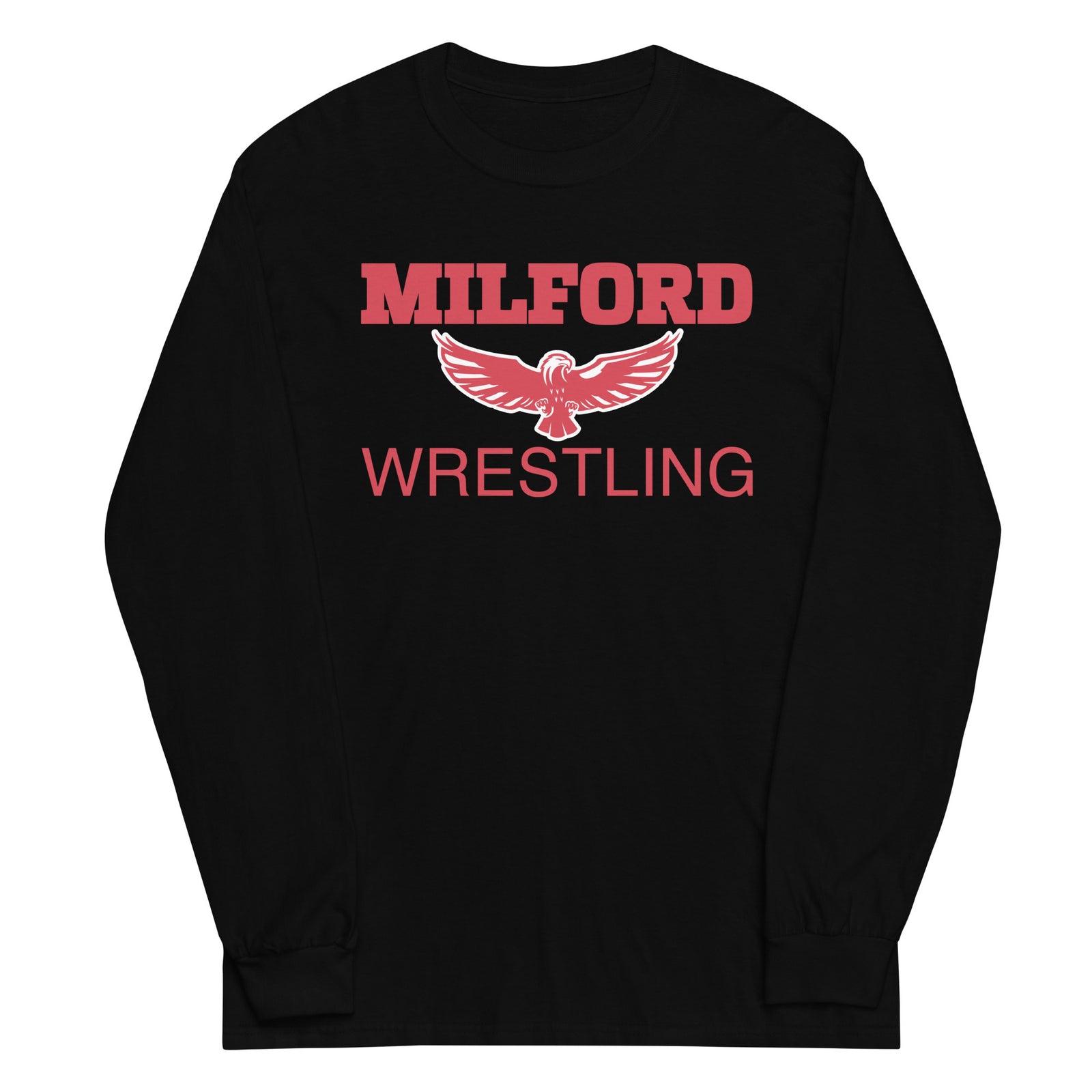 Milford Takedown Club  Red Text Mens Long Sleeve Shirt