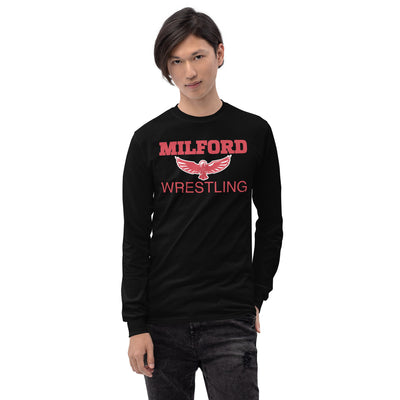 Milford Takedown Club  Red Text Mens Long Sleeve Shirt