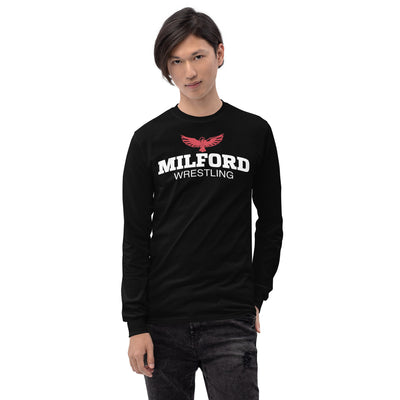 Milford Takedown Club  White Text  Mens Long Sleeve Shirt