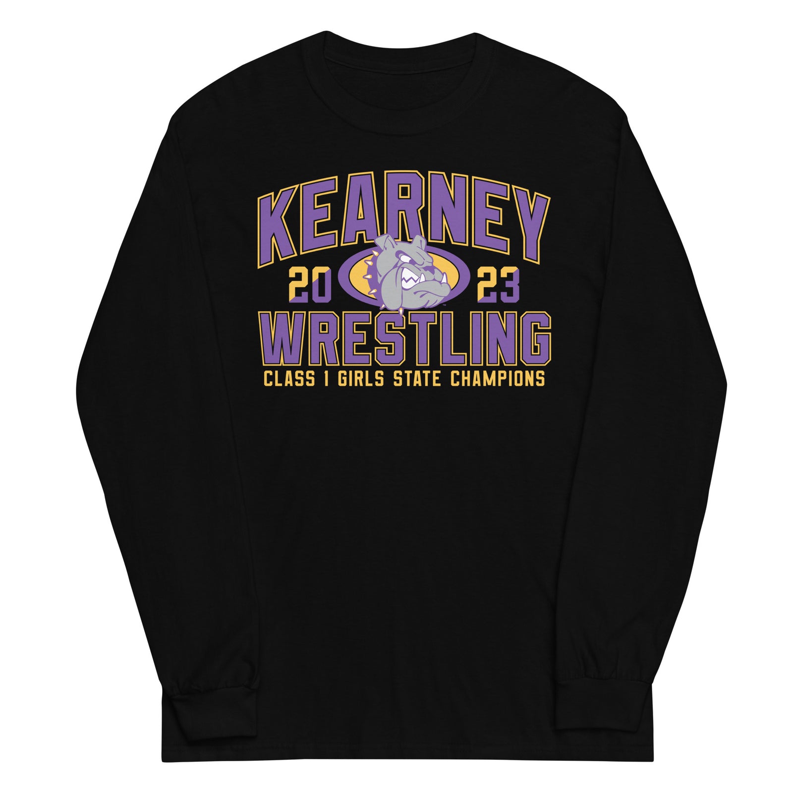 Kearney Wrestling Girls State Champs Black  Mens Long Sleeve Shirt