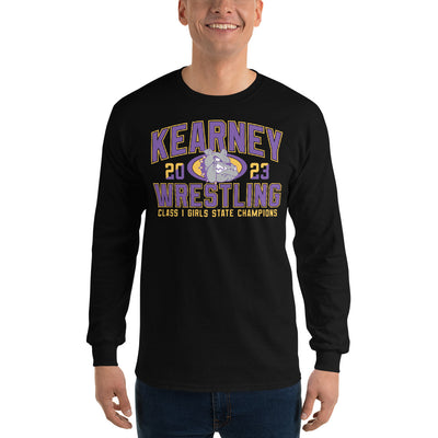 Kearney Wrestling Girls State Champs Black  Mens Long Sleeve Shirt