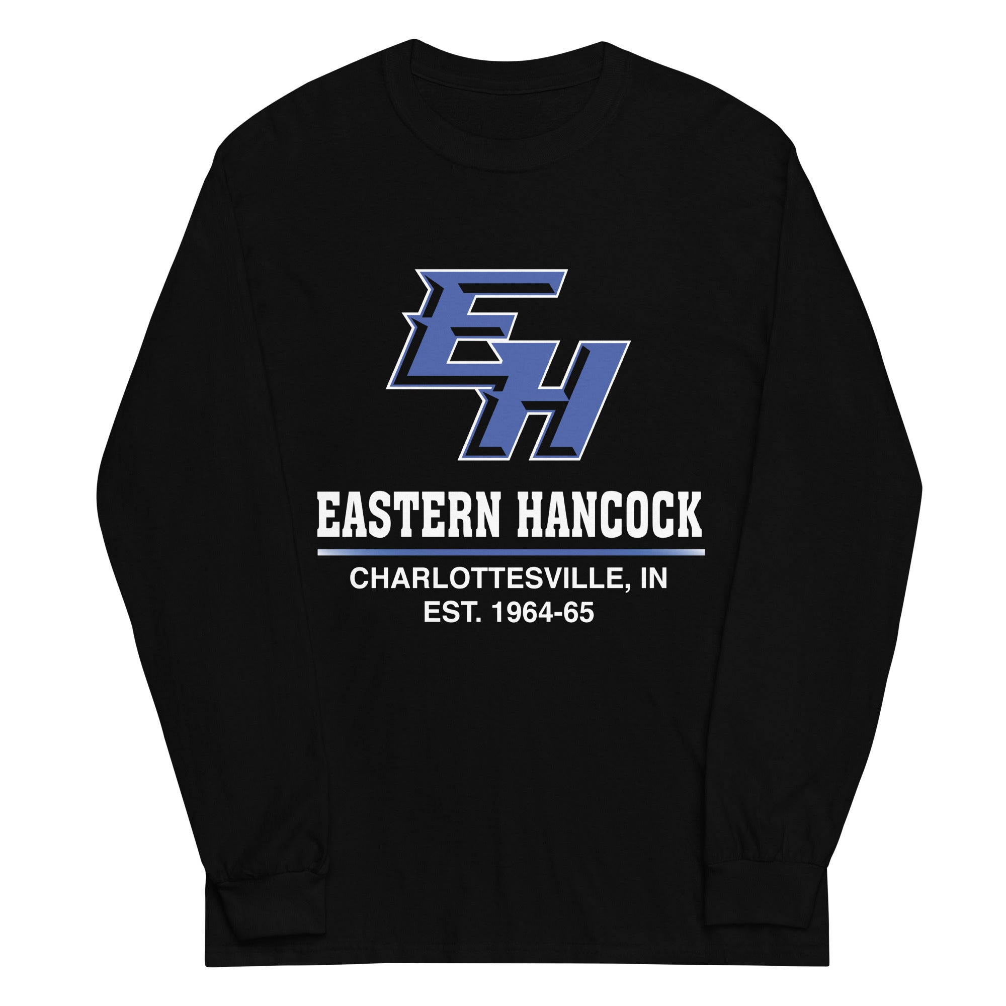 Eastern Hancock MS Track EH On Black Mens Long Sleeve Shirt