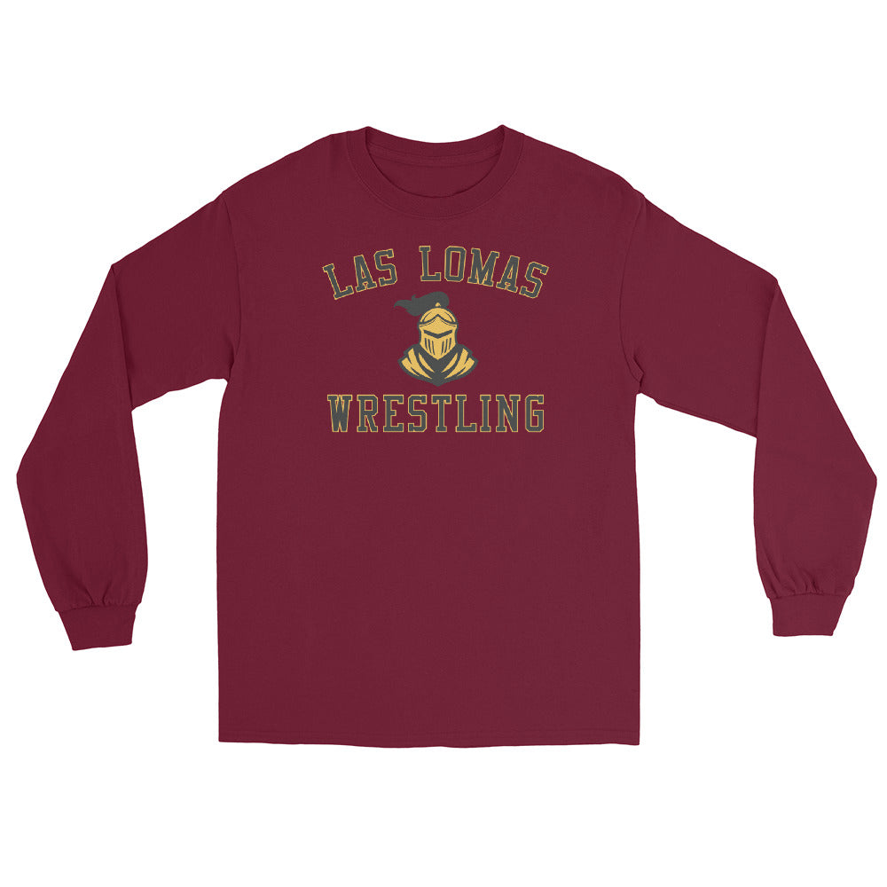 Las Lomas Wrestling Maroon Mens Long Sleeve Shirt