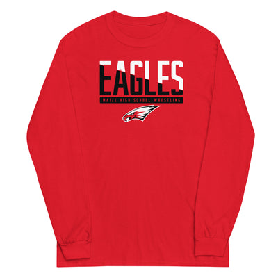 Maize HS Wrestling Eagles Red Mens Long Sleeve Shirt