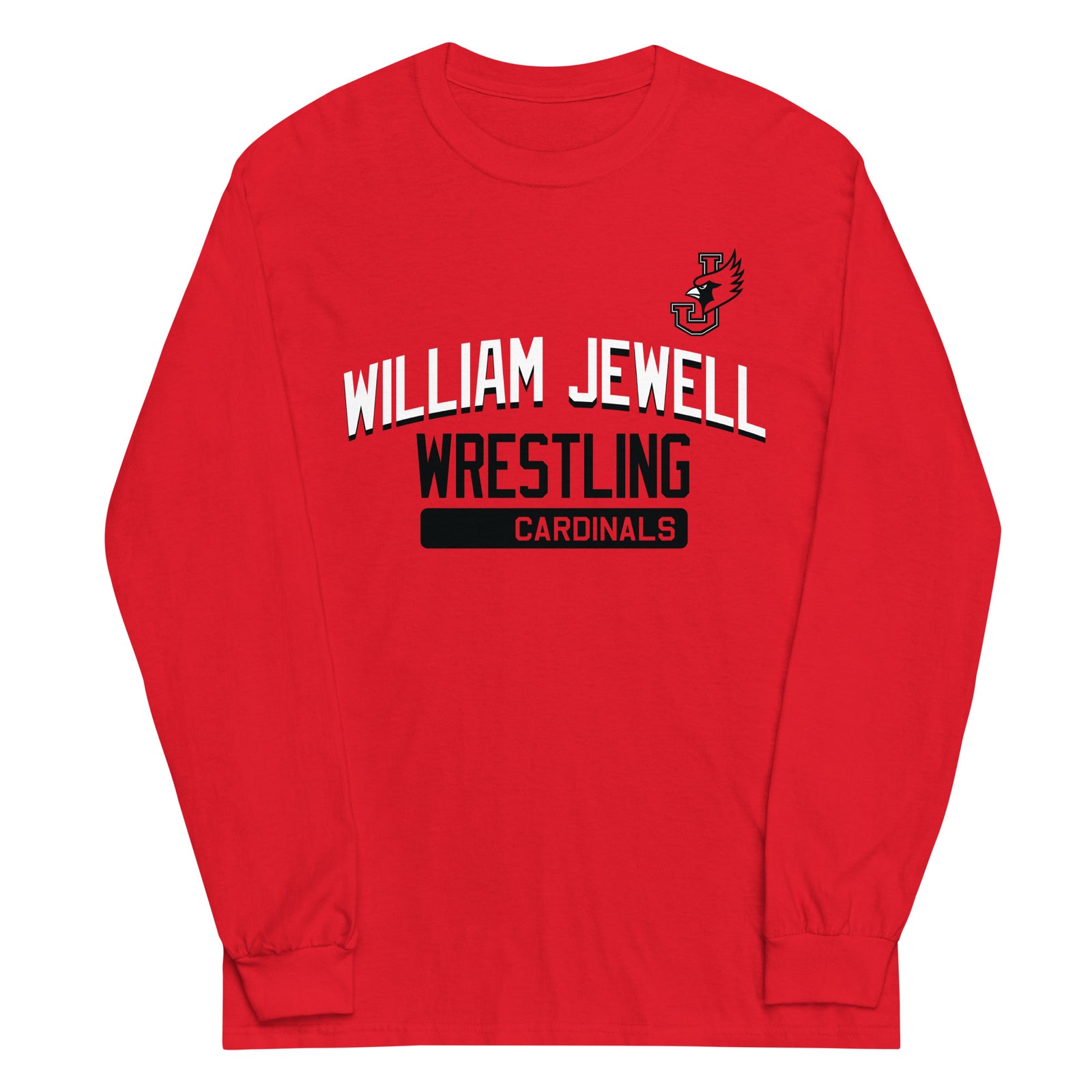 William Jewell Wrestling Red Mens Long Sleeve Shirt