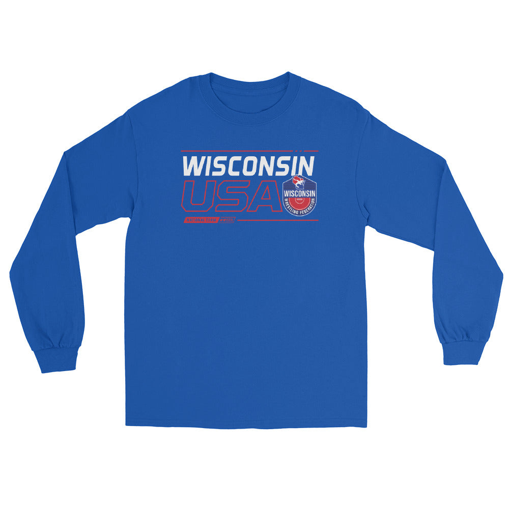 Wisconsin Wrestling Federation Wrestling 2023 Stack Mens Long Sleeve Shirt