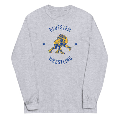 Bluestem Wrestling (Front + Back) Mens Long Sleeve Shirt