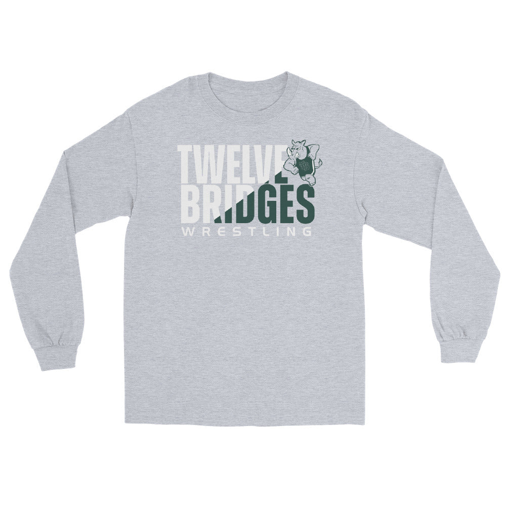 Twelve Bridges Wrestling Grey Mens Long Sleeve Shirt