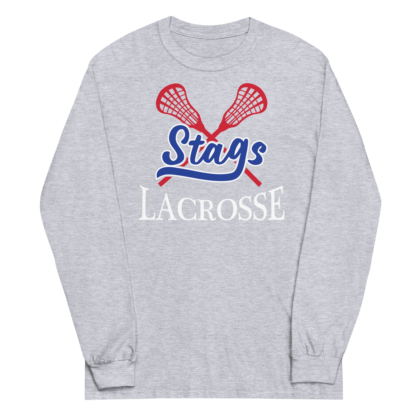 Stags Lacrosse Grey Mens Long Sleeve Shirt