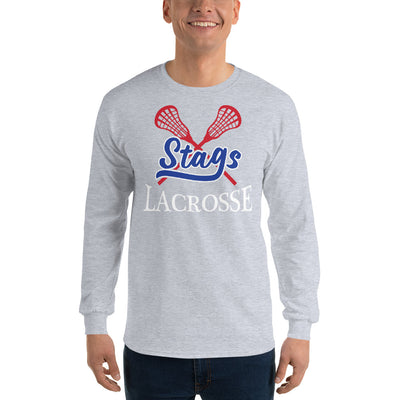 Stags Lacrosse Grey Mens Long Sleeve Shirt