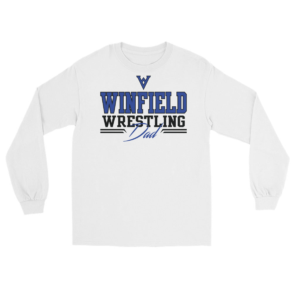 Winfield Wrestling Dad White Men’s Long Sleeve Shirt