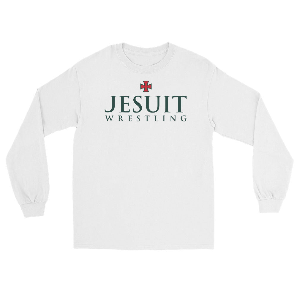 Strake Jesuit Wrestling White Men's Long Sleeve Shirt