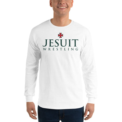Strake Jesuit Wrestling White Men's Long Sleeve Shirt