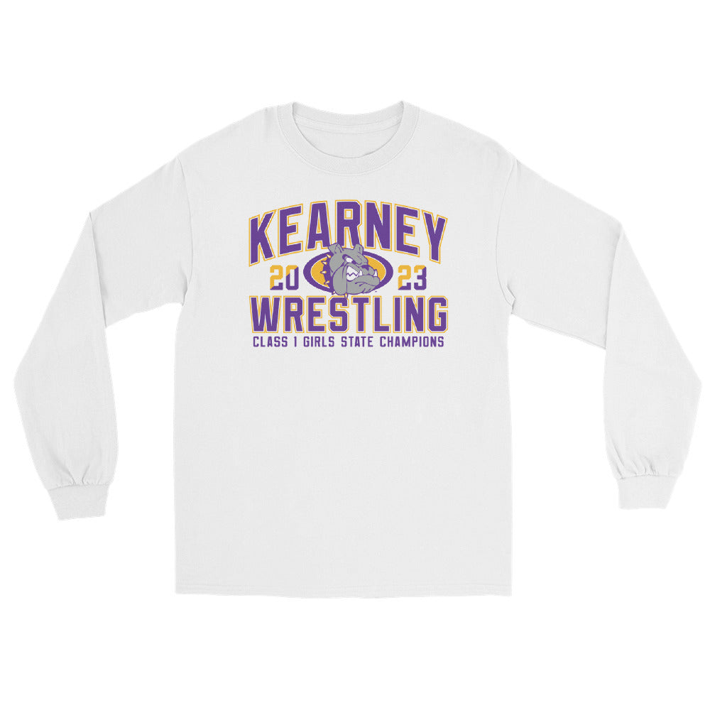 Kearney Wrestling Girls State Champs White Mens Long Sleeve Shirt