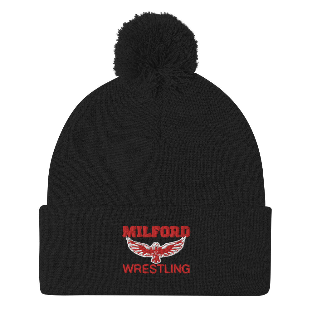 Milford Takedown Club  Embroidered Pom-Pom Knit Cap