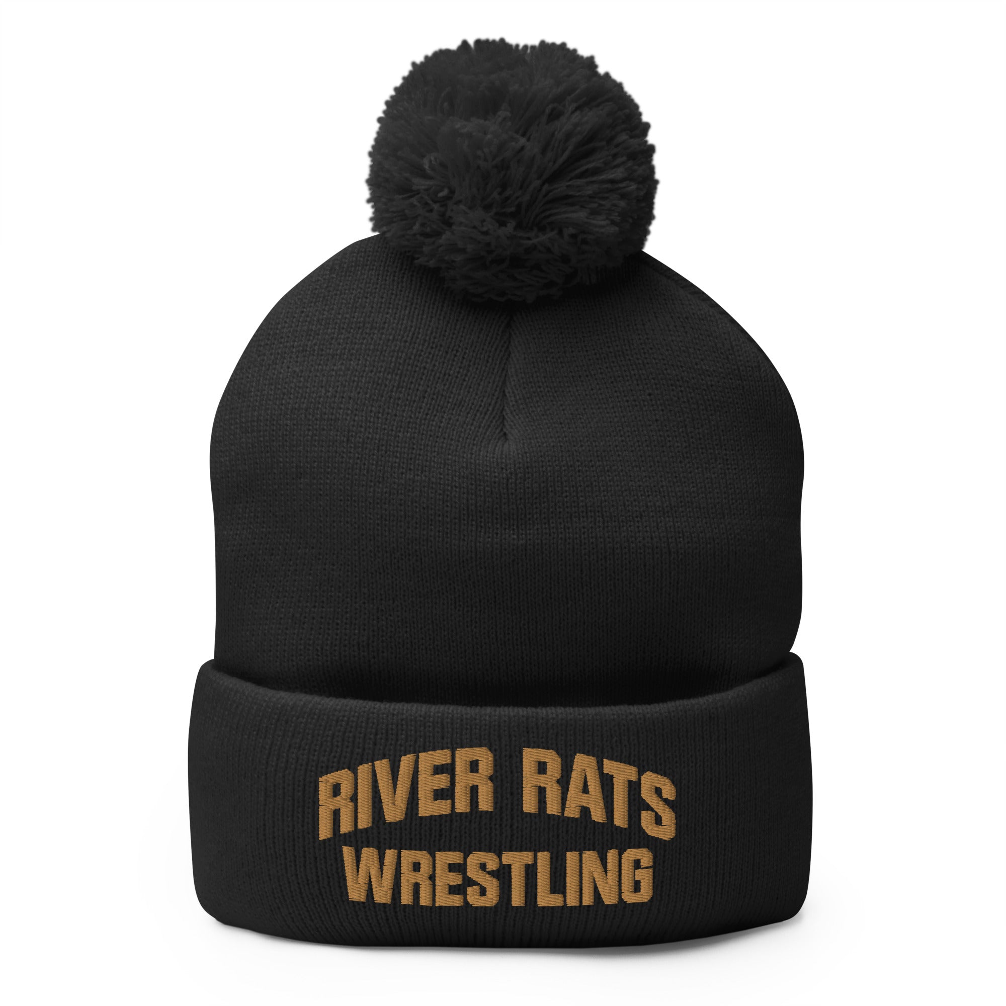River Rats Wrestling  Embroidered Pom-Pom Knit Cap
