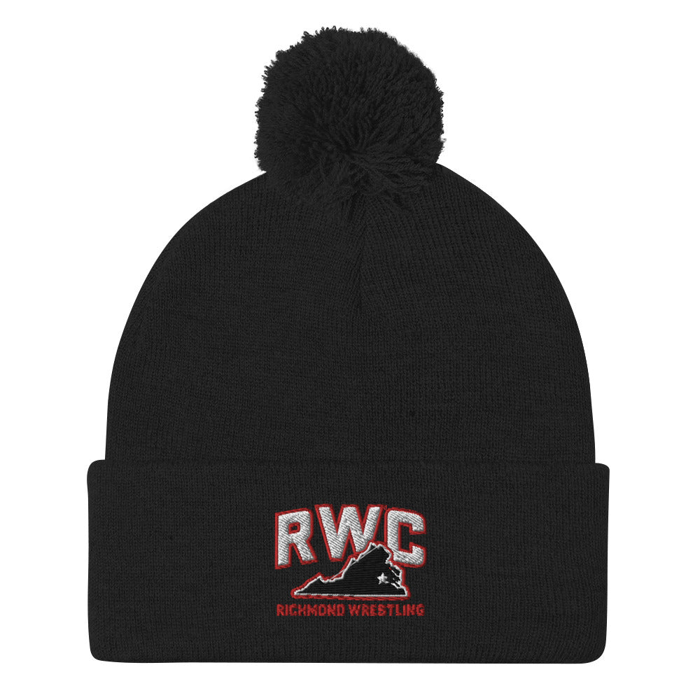 Richmond Wrestling Club Black Pom-Pom Knit Cap