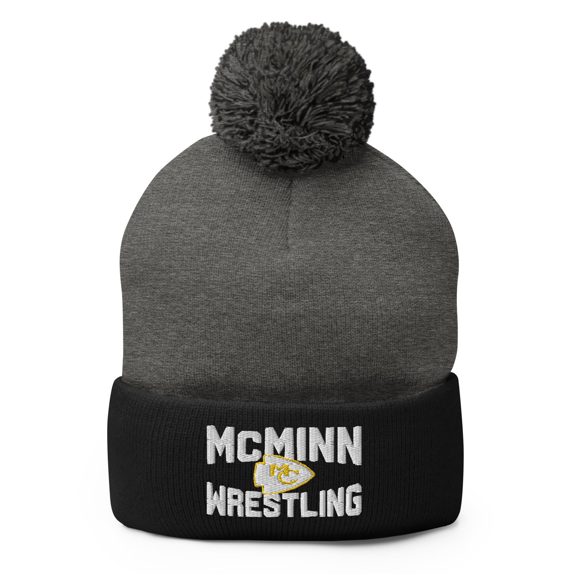 McMinn High School Wrestling  Grey Pom-Pom Knit Cap